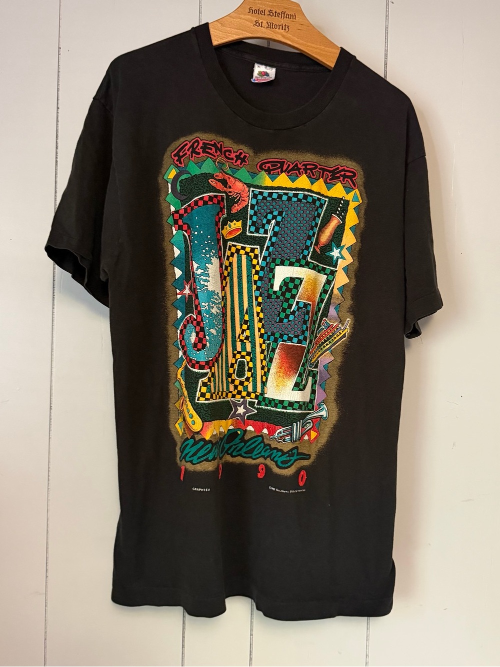 Vintage 1990 New Orleans Jazz Mardi Gras Southern Silk Screen T-Shirt Size XL